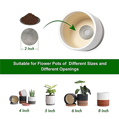 D'vine Dev 50 Pack Stainless Steel Drainage Hole Mesh, 2 Inch, 97-N-1 | Rust-Resistant Durable Material, High-Density Filtration, Prevents Soil Loss, Maintains Drainage & Airflow, Reusable