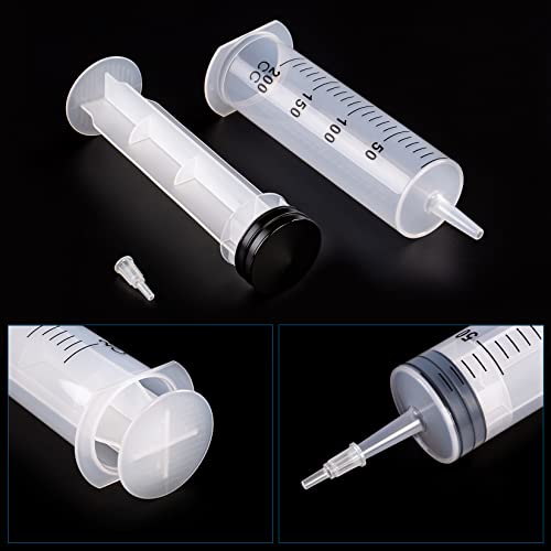 200ml/cc Syringes with Tube 40 Inch Handy Plastic Tubing and Adapter Tip | for Liquid, Refilling Measuring, Dispensing Watering, Plant Irrigation, Feeding Pets, Oil or Glue Applicator - size: 200ML/CC