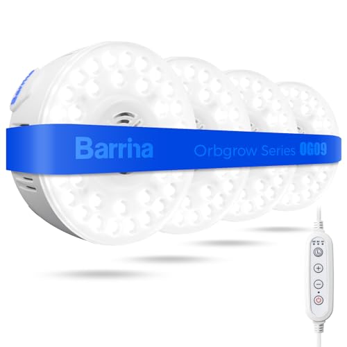 Barrina OG09 Puck Grow Light, 36W(4 x 9W), 5000K, Timer, 4 Packs, White | Full Spectrum Plant Light for Indoor Plants, Magnetic & Linkable, 5 Levels Dimmable, Small Grow lamp, Perfect for Plant Shelf - color: 5000K-White Cover, size: 4 Packs with Timer