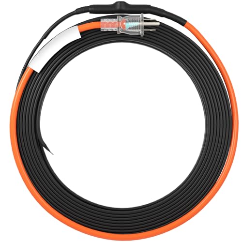 VEVOR Self-Regulating Pipe Heating Cable, 40FT 5W/FT Heat Tape for Pipes Freeze Protection, Water Pipe Heat Cable with Built-in Thermostat Protects PVC Hose, Metal and Plastic Pipe from Freezing - size: 40FT