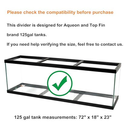 Acrylic Aquarium Divider Kit 5.5/10 / 20L / 20H / 29 / 40B / 55/75 / 125gal Fish Tank with Suction Cups - size: 125gal Aqueon & Top Fin