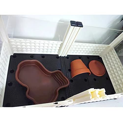 Extra Large Reptile Bathing Pool Reptile Feeding Dish Water Bowl with Ramp Aquarium Ornament for Gecko, Snake, Turtle, Bearded Dragon, Lizard Bath (Brown) - color: Brown