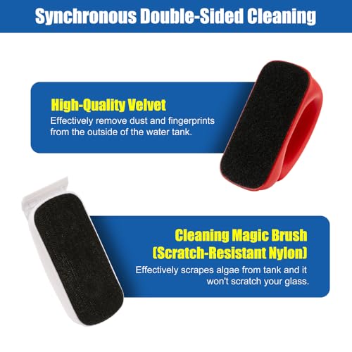 Small Aquarium Cleaning Tool Fish Tank Strong Magnetic Algae Scraper Glass Cleaner Floating Scrubber Brush with 2 Detachable Scrapers for Cleaning Debris and Algae (Size M) - size: M - 1/4" to 3/8" Glass Thickness