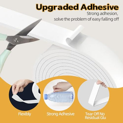 1/2 Inch Wide 1/17 Inch Thick White Window Sealing Tape,Weather Stripping Door Seal,Foam Insulation Tape,Single-Sided Self-Adhesive Foam Strips,33 Feet Long - color: White, size: 1/2 IN x 1/17 IN x 33FT