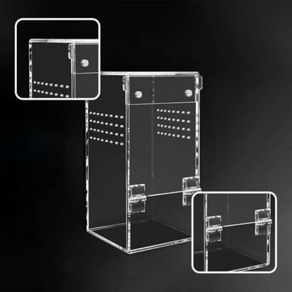 Jumping Spider Enclosure with Magnetic Door Acrylic House | Reptile Terrarium Spider Feeding Box for Tarantula Snail Gecko Frog Lizard Beetles Centipedes Home Living Room Office