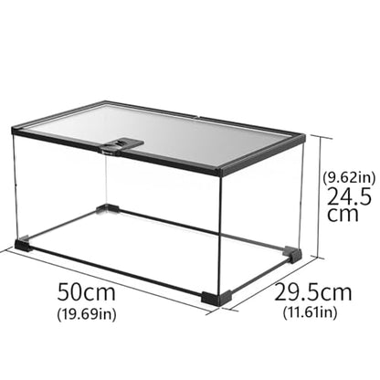 Reptile Float Glass Growth Tank, Transparent Reptile Terrarium with Wiring Hole, Eco Rainforest Feeding Box, Reptile Breeding Box Suitable for Stacking, Top Screen Ventilation Escape Proof Lid, - color: I