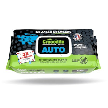 Crocodile Cloth Auto Degreasing Hand & Tool Wipes, 100 Count | Car Wipes for Engine Degreaser, Detailing, Tires, Tools & DIY Projects - size: 100 Count (Pack of 1)