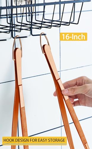 JETKONG 2 Pcs 16-Inch Extra-Large Kitchen Tweezers and Tongs - Giant Stainless Steel Food Tweezers - Rose Gold - color: Rose Gold, size: 16+16 Inch
