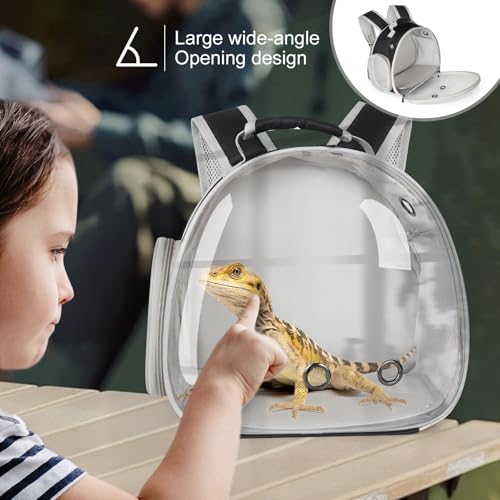 Portable Travel pet Backpack Carrier with Self Warming Pet Bed Set, Guinea Pig Carrier for 2,Reptile Travel Carrier for Lizards Sugar Glider Hedgehog Rat Parrot Birds Breathable Hangbag - color: Black