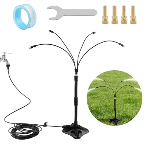 Standing Misters for Outside Patio, 2.92 FT Portable Stand Misting System for Cooling Outdoor, 26.5 Ft Stand Mist Line Long Water Sprinklers Patio Misters for Garden Backyard BBQ Party Pool Beach
