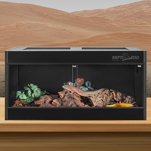 REPTI ZOO 50 Gallon PVC Reptile Enclosure, 36x18x18 inch Reptile Tank for Ball Python Bearded Dragon Snake Gecko, Reptile Terrarium Lounge Habitat with Glass Sliding Door & Top Screen Ventilation - style: 36x18x18"
