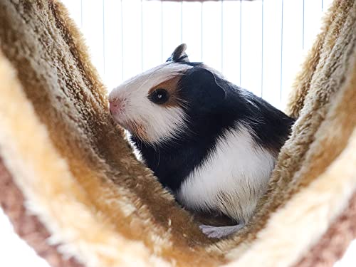 Fleece Winter Warm Rat Hammock, Double Layer Hanging Birds Nest Bed Tent with Warm Fleece, Bird Cage Stand Perch, Sleep Bed Cage Accessories for Rat, Guinea Pig, Chinchilla (Brown) - color: Brown
