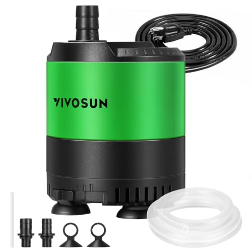 VIVOSUN 400GPH Sub Water Pump for Fish Tank, Pond, Aquarium, Hydroponics | 20W Submersible Water Pump, with Adjustable Flow, 4.9ft Tubing, Additional Ceramic Shaft, and Outlet Adapters, for Fountains - size: 5"×4"-400