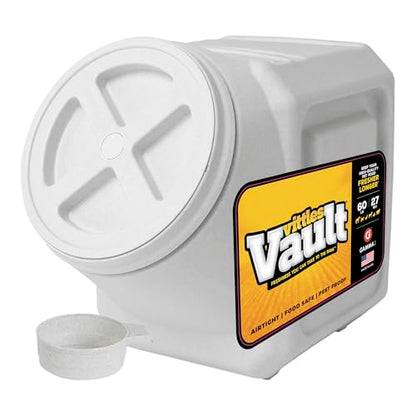 Vittles Vault Traditional Pet Food Storage Container For Dog Kibbles/Bird Seed/Oatmeal/Rice/Flour/Cereal, BPA Free Plastic, Sealed Airtight For Cat Food, Up To 60 lb, Made in USA, With Scoop, Gray - size: 60 Pounds