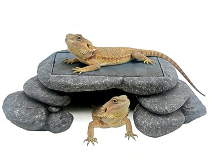 Large Bearded Dragon Basking Platform, Lizard, Snake or Reptile Hide with Heat Storage Slate Stone, 12.6x7x3.5 inch Oversized Gecko Hide Cave - size: L / 12.6x7x3.5 inch