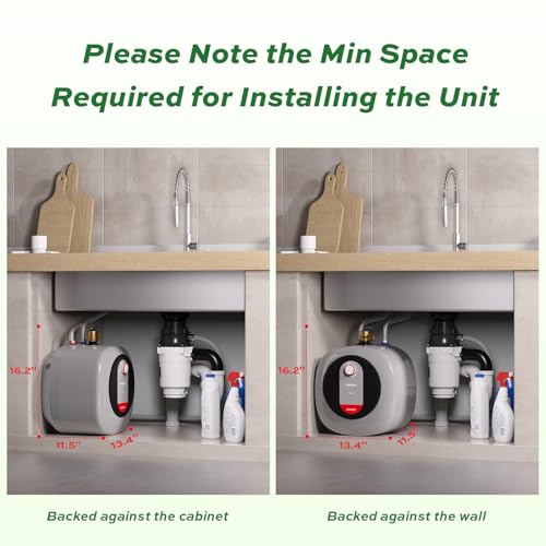 FOGATTI Mini Tank Water Heater Electric, 2.5 Gallon Point of Use Hot Water Solution for Under Sink 110V 120V - size: 2.5 Gal
