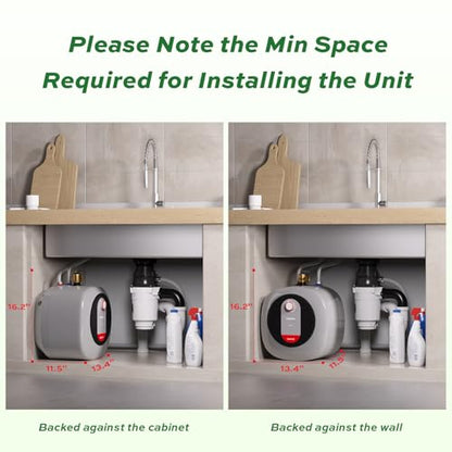 FOGATTI Mini Tank Water Heater Electric, 2.5 Gallon Point of Use Hot Water Solution for Under Sink 110V 120V - size: 2.5 Gal