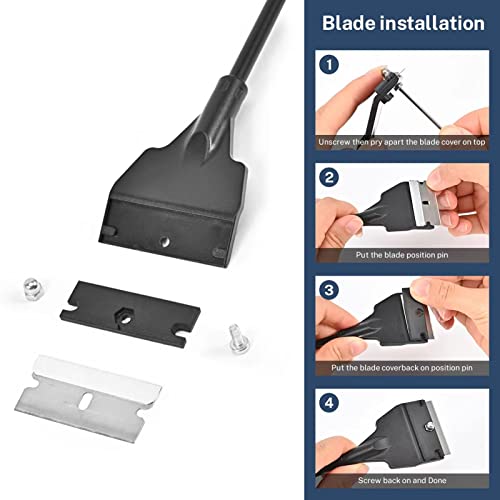 Olaismln Fish Tank Scraper Cleaner for Glass Aquariums, 21" Handheld Scraper Cleaning Razor with 5 Stainless Steel Blades for Fish Reef Plant Glass Tank