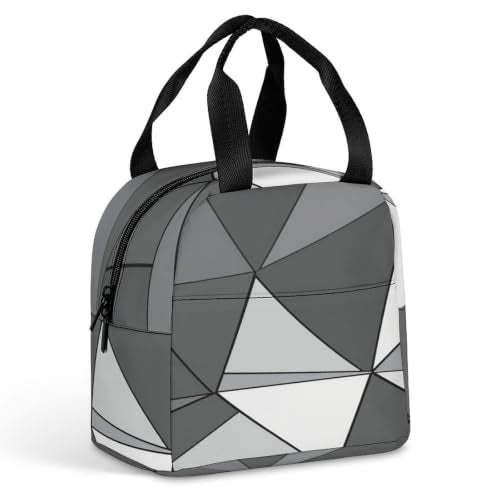 Stylish Geometric Insulated Lunch Bag for Women Men, Large Capacity Thermal Lunch Tote Bag with Handle - color: Stylish Geometric