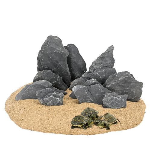 Aquarium Rock Natural Slate Rocks 2 to 6 inch Aquariums Stone for Aquascaping,Terrariums,Reptile Enclosures,Paludariums, and Gardens-10lb - size: 10lb(2-7'')