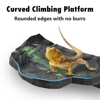 Magnetic Reptile Climbing Ledge, Rock Small Animals Basking Platform | Wall Mount, Detachable, Strong Magnetic Attachment, Vertical Space Saving - size: L
