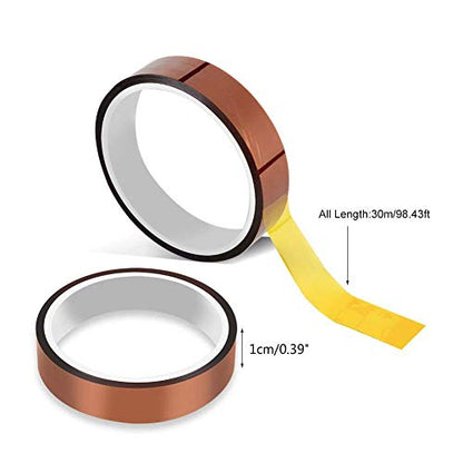 High Temperature Tape Heat Tape Heat Resistant Tape Heat Transfer Tape Heat Tape for Sublimation No Residue 10mm X 33m 108ft (Yellow-2 Roll) - color: A-Yellow-2 Roll