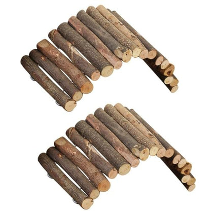 PINVNBY 2 PCS Hamster Toys, Wooden Hamster Ladder Bridge Tunnel Hide, Guinea Pigs Cage Accessories Natural Hideout for Small Animals Chinchillas Guinea Pigs Mouse Rat Ferret Rodents - color: 2 PCS, Fruitwood