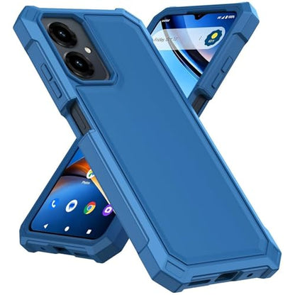 for Cricket Icon 2026 U656AC Slim Tough Hybrid Phone Case + Tempered Glass + Extreme Band (Blue) - color: Blue