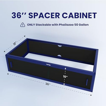 50 Gallon Gecko Tank with 36" Spacer Cabinet, Only for Phailozoo 50 Gallon Reptile Enclosure, Reptile & Amphibian Enclosure Terrarium Stand, 36"x 18" x 10"