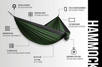 Double Hammock by Bear Butt - color: Green / Charcoal