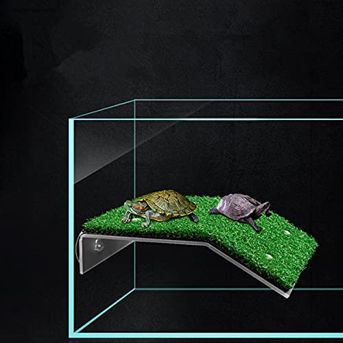 DoubleWood Lawn Turtle Basking Platform Turtle Resting Basking Platform, Simulation Grass Turtle Ramp for Turtle Tank, for Small Reptile Frog Terrapin (Large) - size: Large
