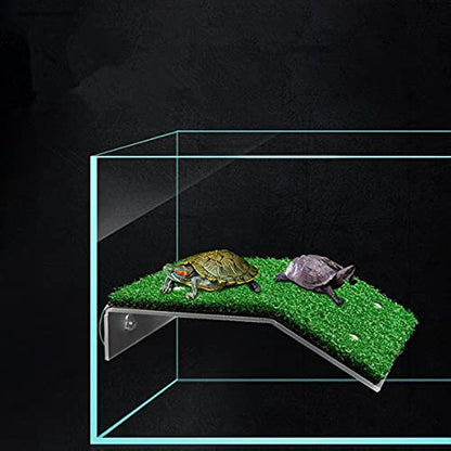 DoubleWood Lawn Turtle Basking Platform Turtle Resting Basking Platform, Simulation Grass Turtle Ramp for Turtle Tank, for Small Reptile Frog Terrapin (Large) - size: Large