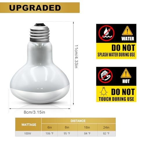 MIXJOY 4Pack Reptile Heat Lamp Bulbs, 100W Heat Lamp Bulbs for Reptiles Basking Bulbs UVA Daylight Basking Light Amphibians Heating Lamp Emitter for Lizard, Tortoise, Bearded Dragon Gecko - style: 4Pack 100W