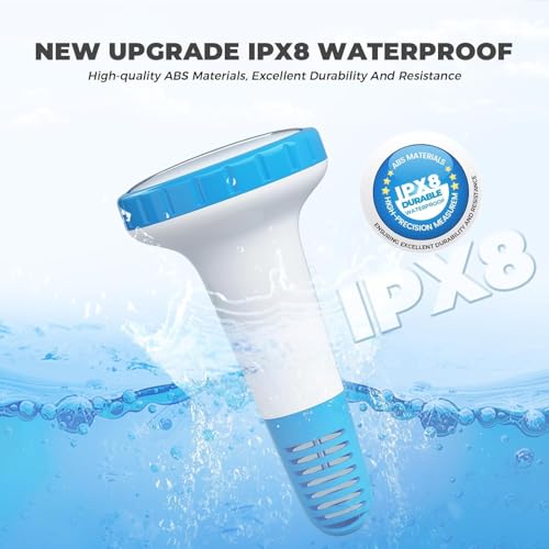 HEYAXA Wireless Pool Thermometer, IPX8 Waterproof Floating Digital Pool Thermometer with Easy-to-Read Large Display, Wireless Water Temperature Monitor for Swimming Pool, Hot Tub, Spa, Pond & Aquarium