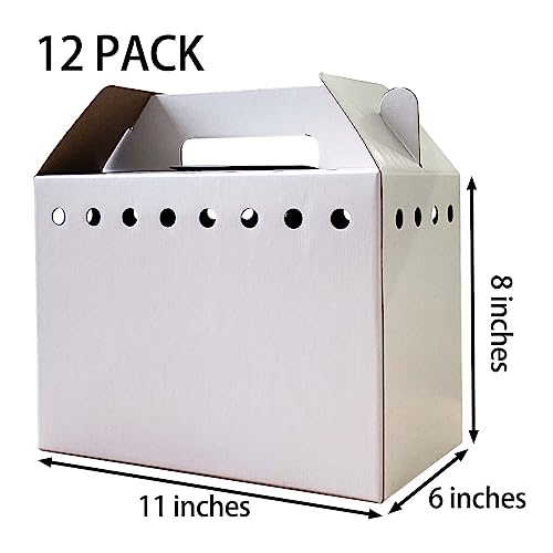 Cardboard Pet Carriers for Small Animals, Hamsters, Gerbils, Birds, Reptiles, Not for Cats or Dogs, Disposable Cardboard Pet Carrier 12 Pack