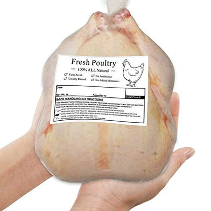 Poultry Freezer Labels 4x3 Inches 50 Pcs | with Handling Instructions Exemption