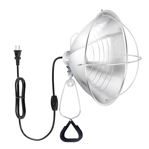HealSmart 10.5" Clamp Light Socket and Bulb Guard, 250-Watt Maximum with 6 Feet 18/2 SPT-2 Cord, Aluminum Reflector E26 (no Bulb Included), for Reptiles and Plants Growing, (Pack of 1) - size: 10.5 Inch (250 Watts), style: 1-Pack