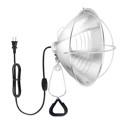 HealSmart 10.5" Clamp Light Socket and Bulb Guard, 250-Watt Maximum with 6 Feet 18/2 SPT-2 Cord, Aluminum Reflector E26 (no Bulb Included), for Reptiles and Plants Growing, (Pack of 1) - size: 10.5 Inch (250 Watts), style: 1-Pack