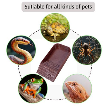 7 PCS Reptile Water Dish Bathing Pool Tortoise Habitat Accessories | plastic,water proof,multi-function,with climbing ramp food dishes reptile plants tweezer,for turtle gecko snake frog - color: Brown