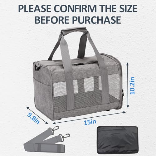 kathson Small Animal Carrier Bag, Guinea Pig Rabbit Travel Carrier Breathable Mesh Window Pet Portable Hand Bag for Hamster Bird Bunny Bearded Dragon Kitty and Etc (Grey) - size: 15.0"L x 9.8"W x 10.2"H