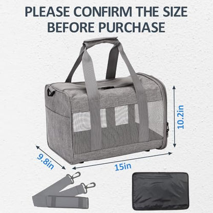 kathson Small Animal Carrier Bag, Guinea Pig Rabbit Travel Carrier Breathable Mesh Window Pet Portable Hand Bag for Hamster Bird Bunny Bearded Dragon Kitty and Etc (Grey) - size: 15.0"L x 9.8"W x 10.2"H