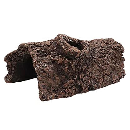Aquarium Log Hideout, Fish Tank Cave Tree Trunk Resin Decor | Hollow log cave with multiple openings for fish to hide, rest, and swim through in aquariums or terrariums