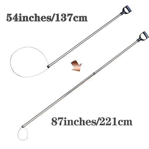 54'' Alligator Catcher Pole Extra Heavy Duty Capture Noose Stainless Steel Catching and Releasing Trap for Bulldogs Goats Wolves and Other Wildlife,2023 New Launch