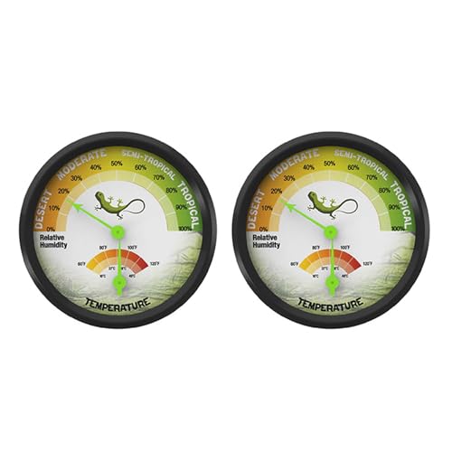 Pet Rearing Box Gauge Reptile Temperature Thermometer Humidity Hygrometer High-Accuracy VivariumTank Supplies 1pc/2Pcs Measurement - color: two pack