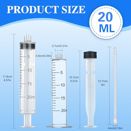 10 Pack 20ml Luer Lock Syringe - Syringes for Liquid with Soft Tube - Individually Pcakaged，Scientific Labs and Measuring, Refilling Inks - style: 20ml - 4.0mm Tube
