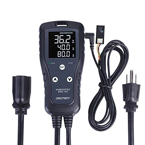 Digital Humidity Controller Humidistat Pre-Wired Plug Simple-Stage AC 110V -240V with High Accuracy Humidity Sensor for Dehumidifier Humidifier Reptiles Greenhouse Exhaust Fan Fermentation