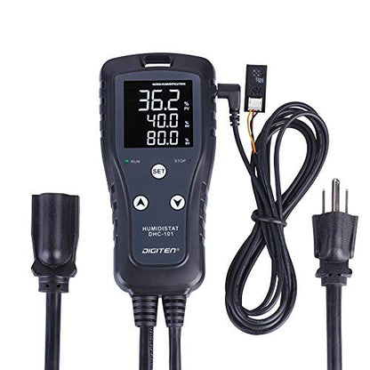 Digital Humidity Controller Humidistat Pre-Wired Plug Simple-Stage AC 110V -240V with High Accuracy Humidity Sensor for Dehumidifier Humidifier Reptiles Greenhouse Exhaust Fan Fermentation