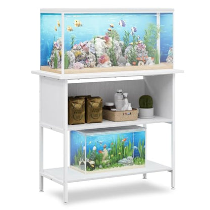APPOLYN 40-50 Gal 3-Tier Aquarium Stand Fish Tank Stand, White | 36.6"Lx18.9"Wx31.5"H, Heavy Duty Metal Frame, Turtle Reptile Terrarium Tank Stand, Living Room, Reception Room, Office - color: White, size: 40-50 Gallon