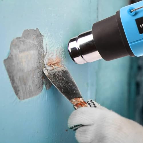 LDK Heat Gun 1200W 140℉~932℉ (60℃-500℃) Heavy Duty Hot Air Gun Kit Variable Temperature Control with 2 Temperature Settings 2 Nozzles for Crafts, Shrink Wrapping, Candle Making, Epoxy Resin - color: Blue
