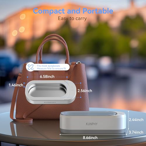 Jewelry Cleaner, 46KHZ, 12OZ Capacity, Ultrasonic Jewelry Cleaner with 50ml Solution, One-Touch Operation, Professional Ultrasonic Cleaner Idea for Silver, Gold Jewelry, Glasses, Rings, Diamond - color: White+SW001